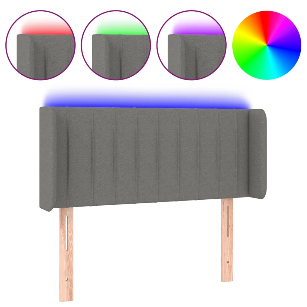 Hoofdbord LED 83x16x78/88 cm stof donkergrijs is nu te koop bij PeponiXL, paradijselijk wonen!