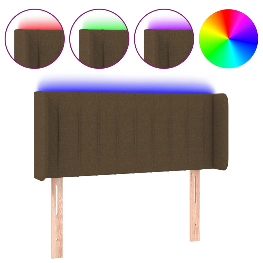 Hoofdbord LED 83x16x78/88 cm stof donkerbruin is nu te koop bij PeponiXL, paradijselijk wonen!