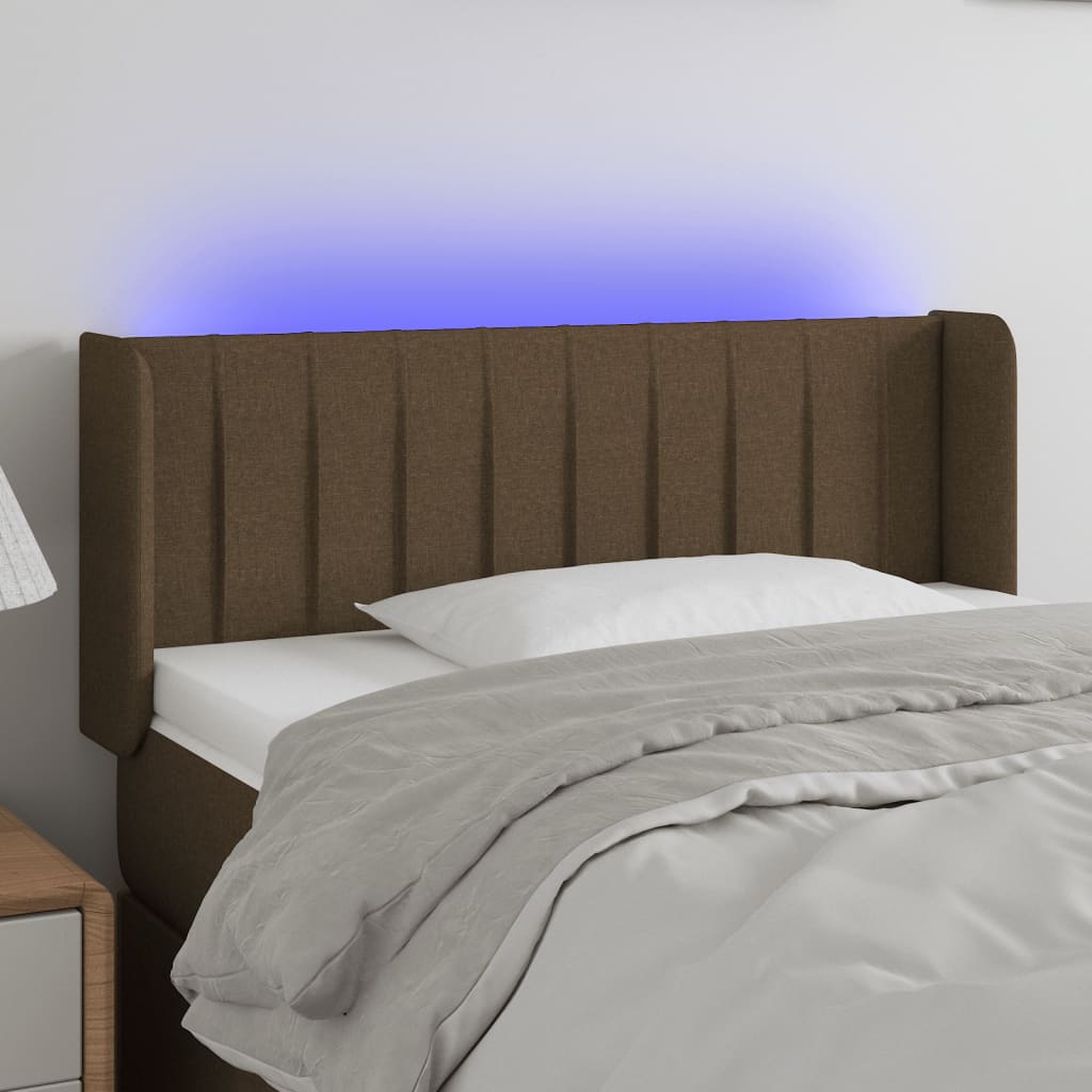 Hoofdbord LED 83x16x78/88 cm stof donkerbruin is nu te koop bij PeponiXL, paradijselijk wonen!