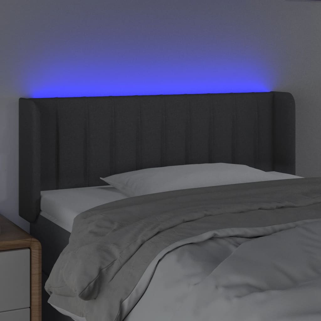 Hoofdbord LED 93x16x78/88 cm stof donkergrijs is nu te koop bij PeponiXL, paradijselijk wonen!