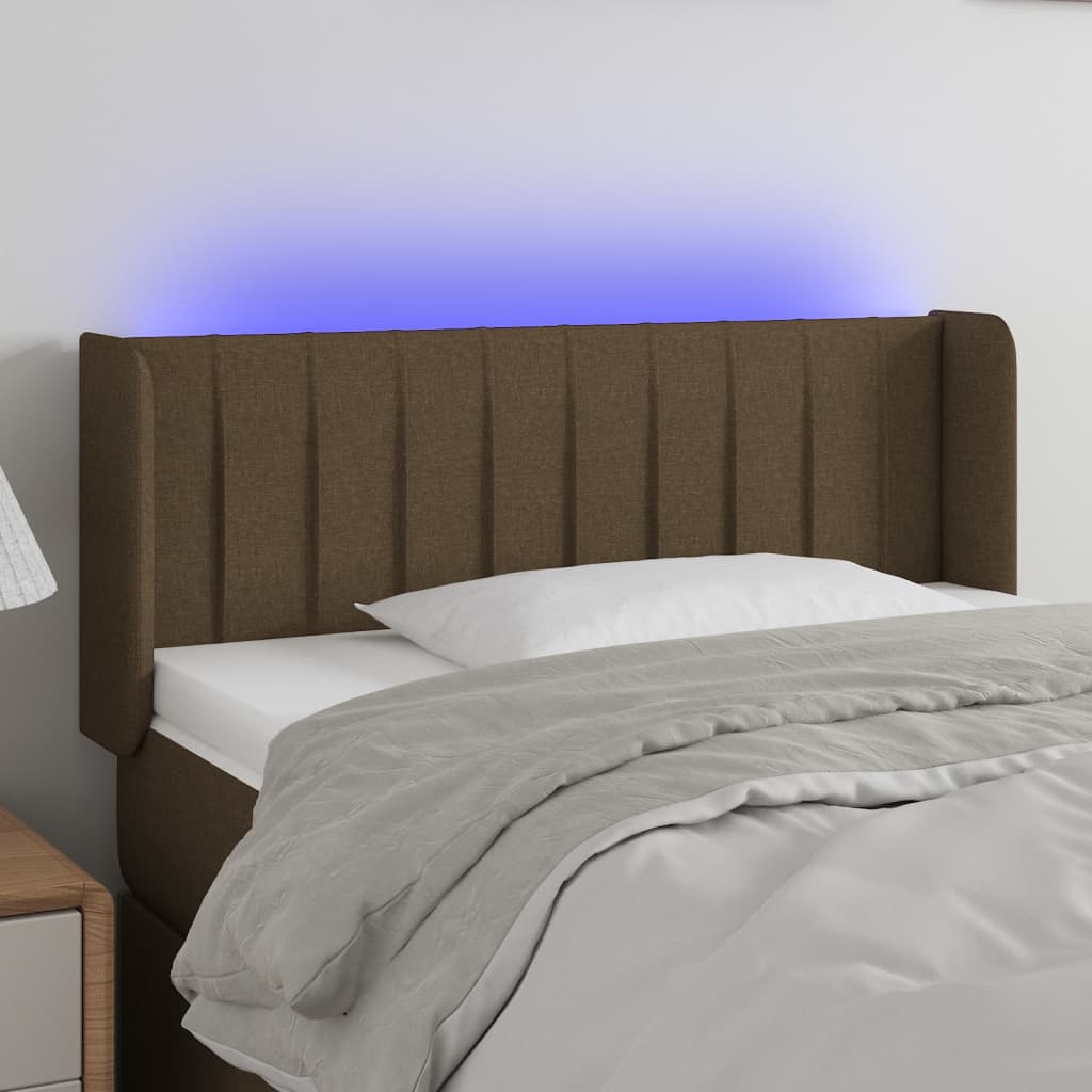 Hoofdbord LED 93x16x78/88 cm stof donkerbruin is nu te koop bij PeponiXL, paradijselijk wonen!