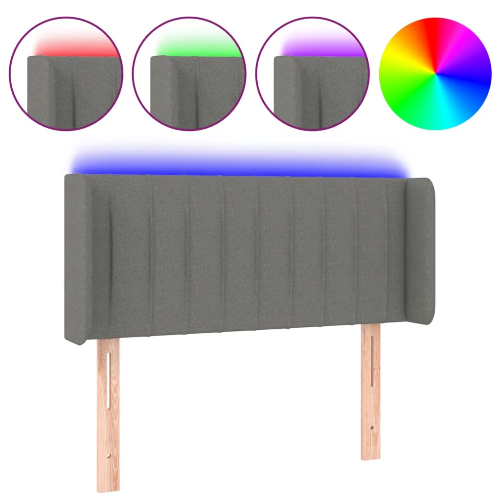 Hoofdbord LED 103x16x78/88 cm stof donkergrijs is nu te koop bij PeponiXL, paradijselijk wonen!