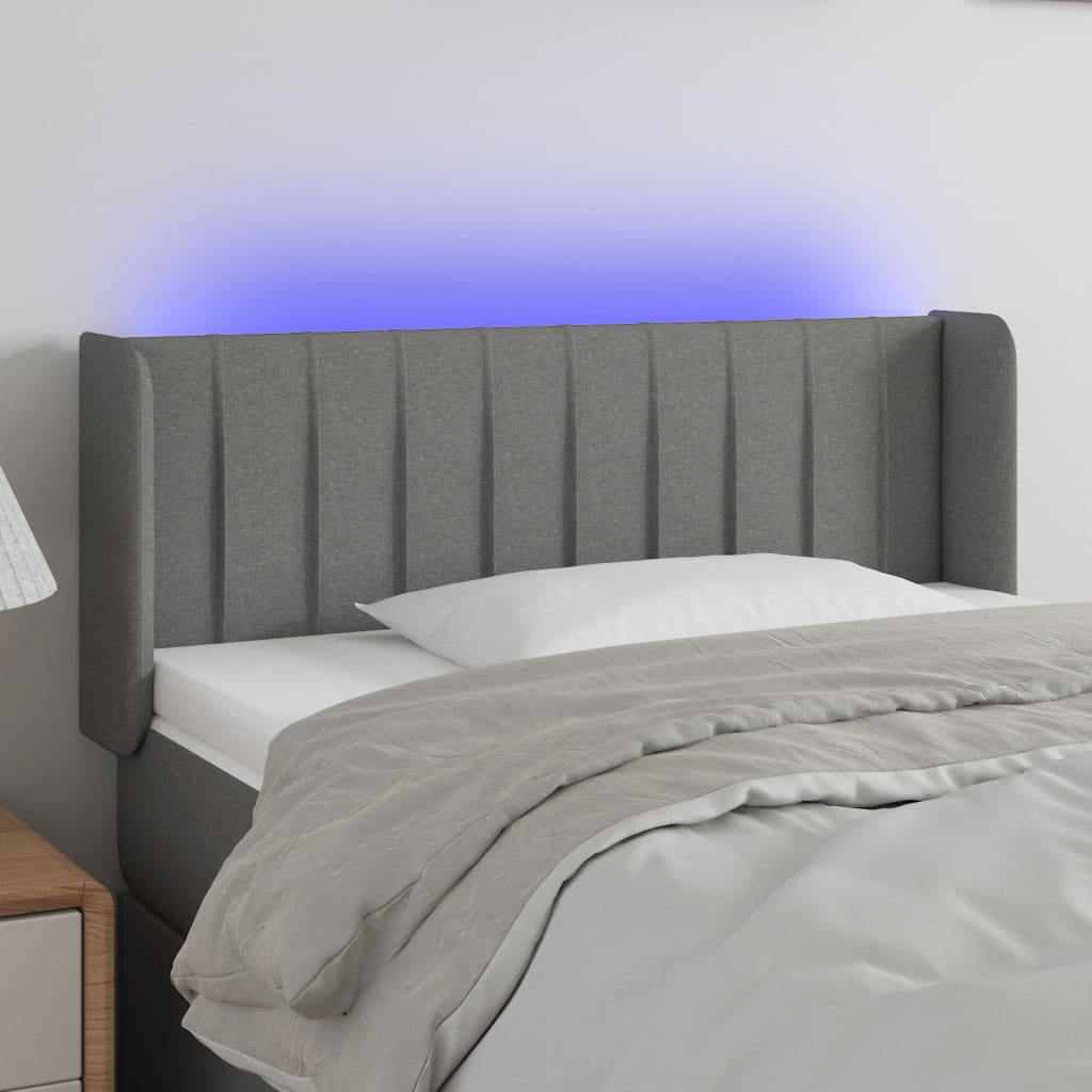 Hoofdbord LED 103x16x78/88 cm stof donkergrijs is nu te koop bij PeponiXL, paradijselijk wonen!