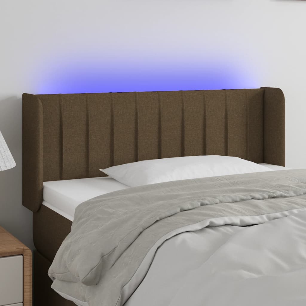 Hoofdbord LED 103x16x78/88 cm stof donkerbruin is nu te koop bij PeponiXL, paradijselijk wonen!