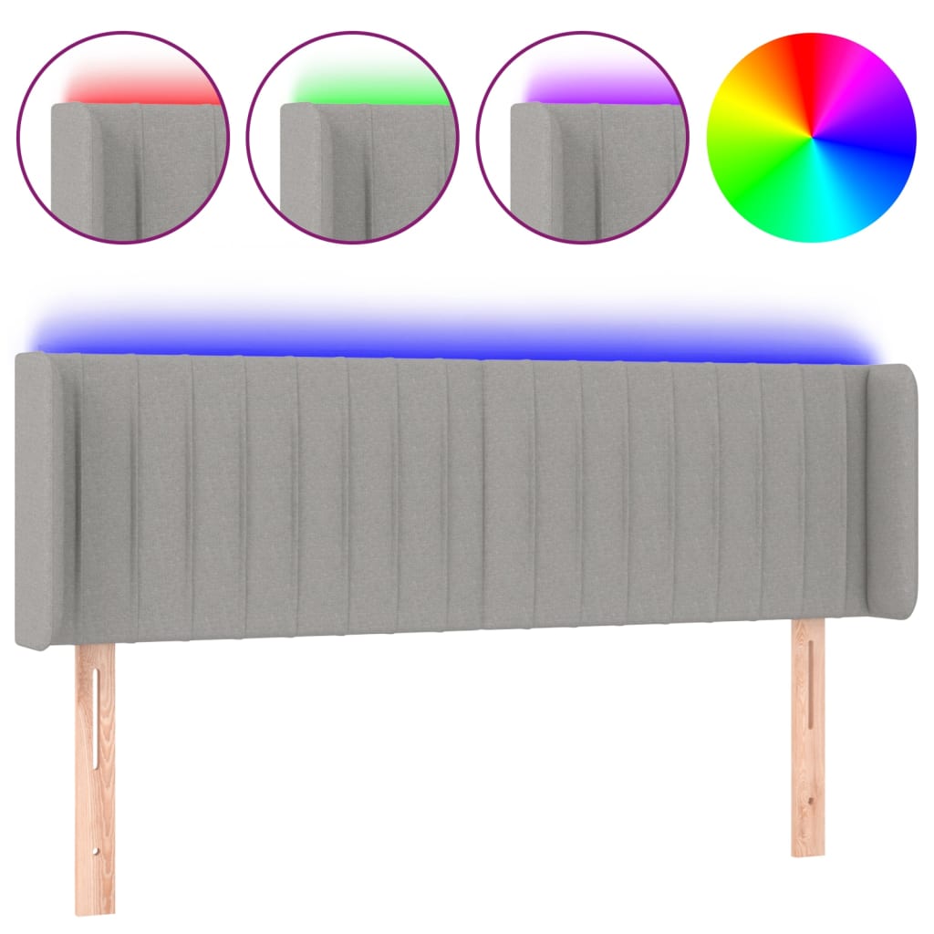 Hoofdbord LED 147x16x78/88 cm stof lichtgrijs is nu te koop bij PeponiXL, paradijselijk wonen!