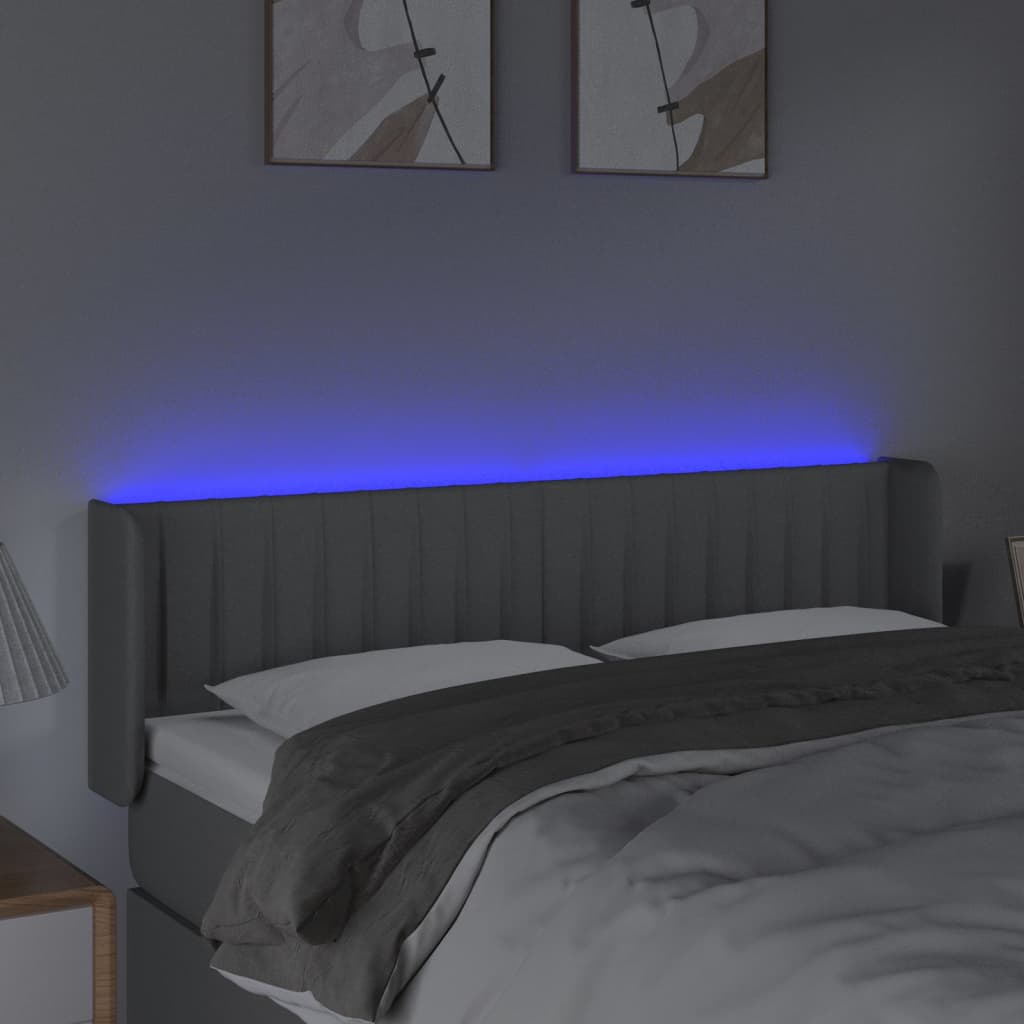 Hoofdbord LED 147x16x78/88 cm stof lichtgrijs is nu te koop bij PeponiXL, paradijselijk wonen!