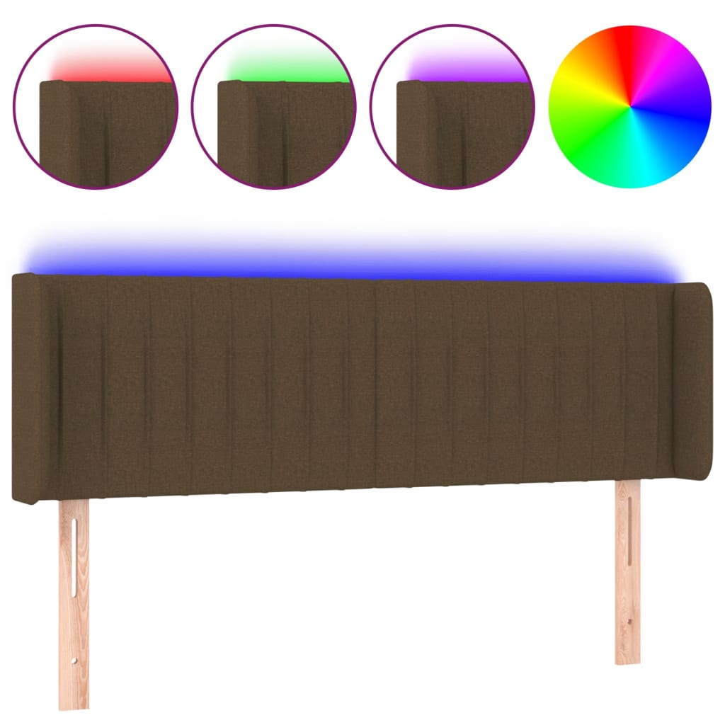Hoofdbord LED 147x16x78/88 cm stof donkerbruin is nu te koop bij PeponiXL, paradijselijk wonen!
