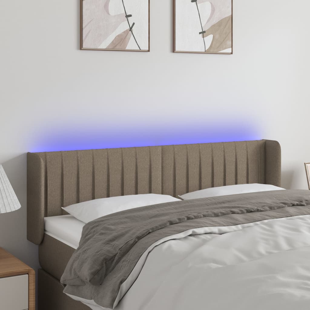 Hoofdbord LED 147x16x78/88 cm stof taupe is nu te koop bij PeponiXL, paradijselijk wonen!