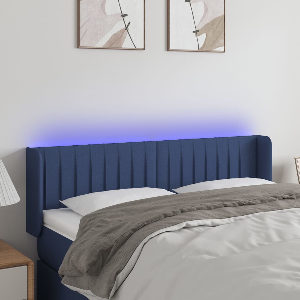 Hoofdbord LED 147x16x78/88 cm stof blauw is nu te koop bij PeponiXL, paradijselijk wonen!