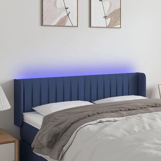 Hoofdbord LED 147x16x78/88 cm stof blauw is nu te koop bij PeponiXL, paradijselijk wonen!