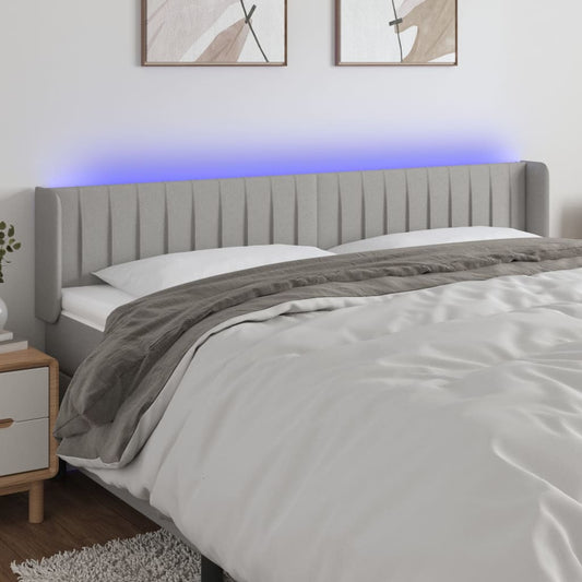 Hoofdbord LED 163x16x78/88 cm stof lichtgrijs is nu te koop bij PeponiXL, paradijselijk wonen!