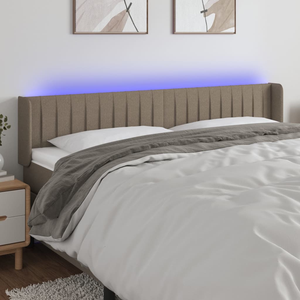 Hoofdbord LED 163x16x78/88 cm stof taupe is nu te koop bij PeponiXL, paradijselijk wonen!