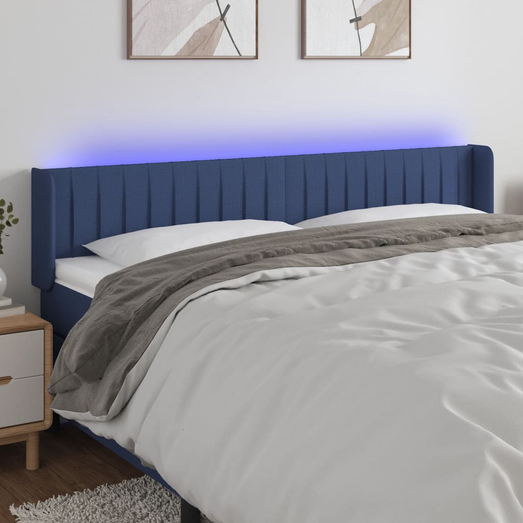 Hoofdbord LED 163x16x78/88 cm stof blauw is nu te koop bij PeponiXL, paradijselijk wonen!