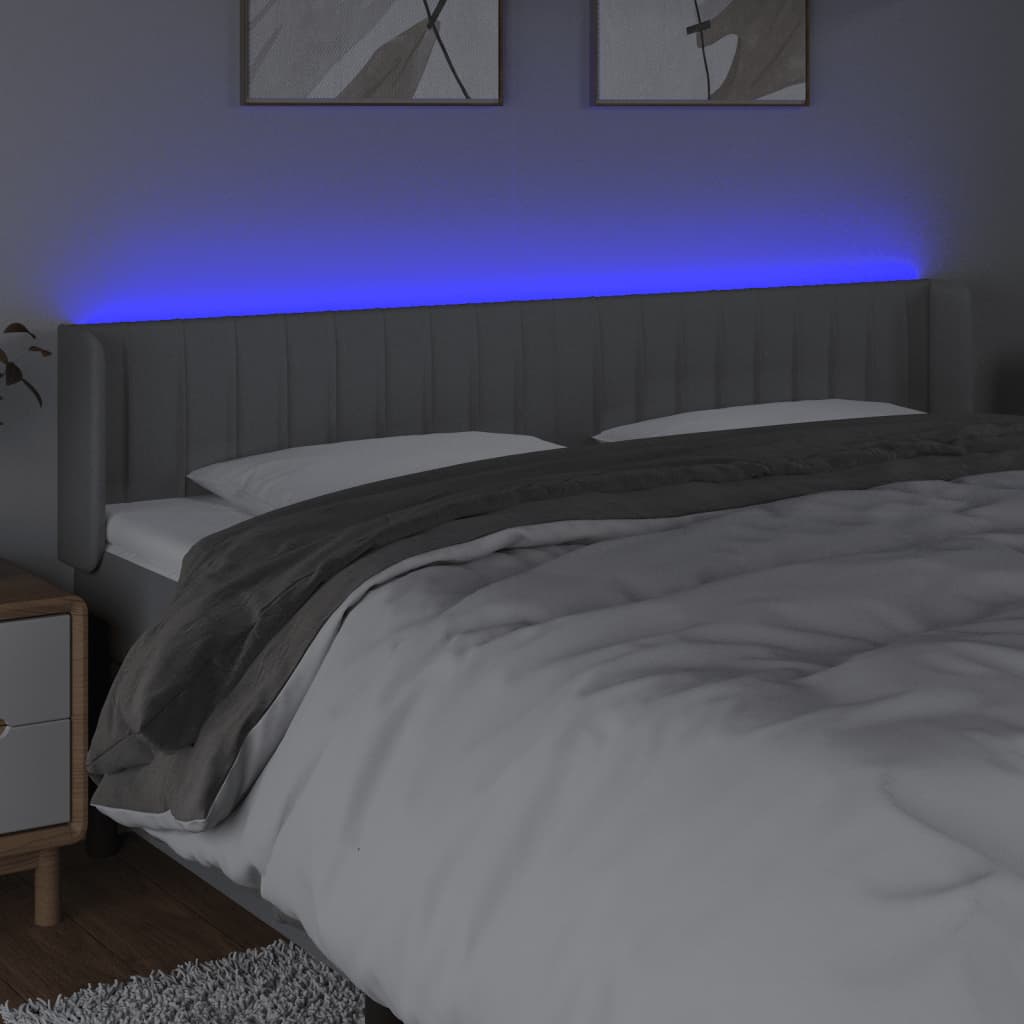Hoofdbord LED 183x16x78/88 cm stof lichtgrijs is nu te koop bij PeponiXL, paradijselijk wonen!