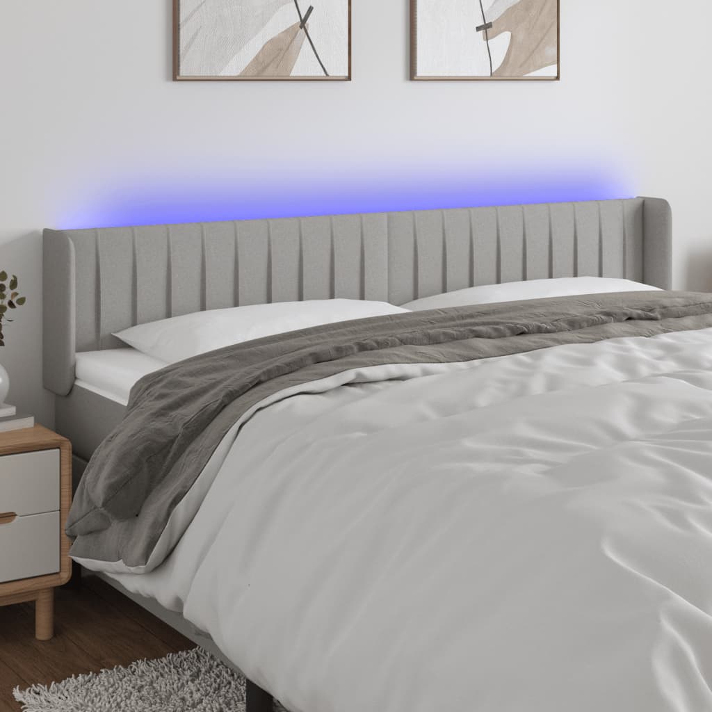 Hoofdbord LED 183x16x78/88 cm stof lichtgrijs is nu te koop bij PeponiXL, paradijselijk wonen!