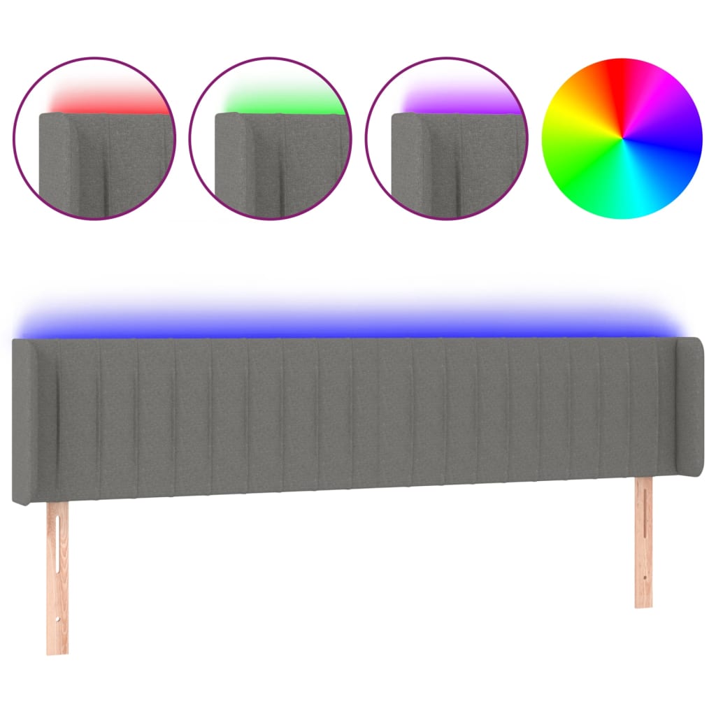 Hoofdbord LED 203x16x78/88 cm stof donkergrijs is nu te koop bij PeponiXL, paradijselijk wonen!