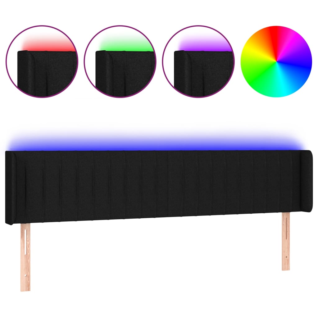 Hoofdbord LED 203x16x78/88 cm stof zwart is nu te koop bij PeponiXL, paradijselijk wonen!