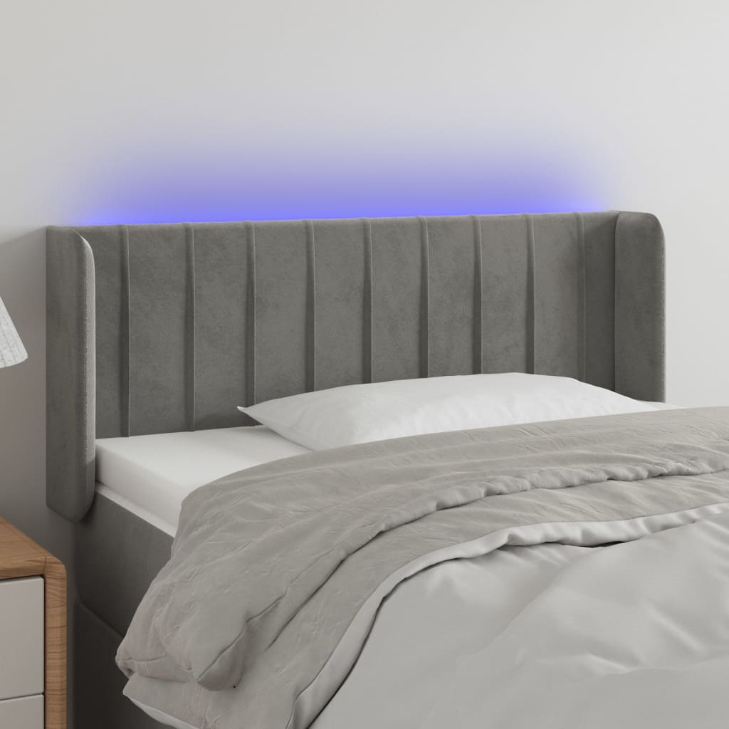 Hoofdbord LED 83x16x78/88 cm fluweel lichtgrijs is nu te koop bij PeponiXL, paradijselijk wonen!