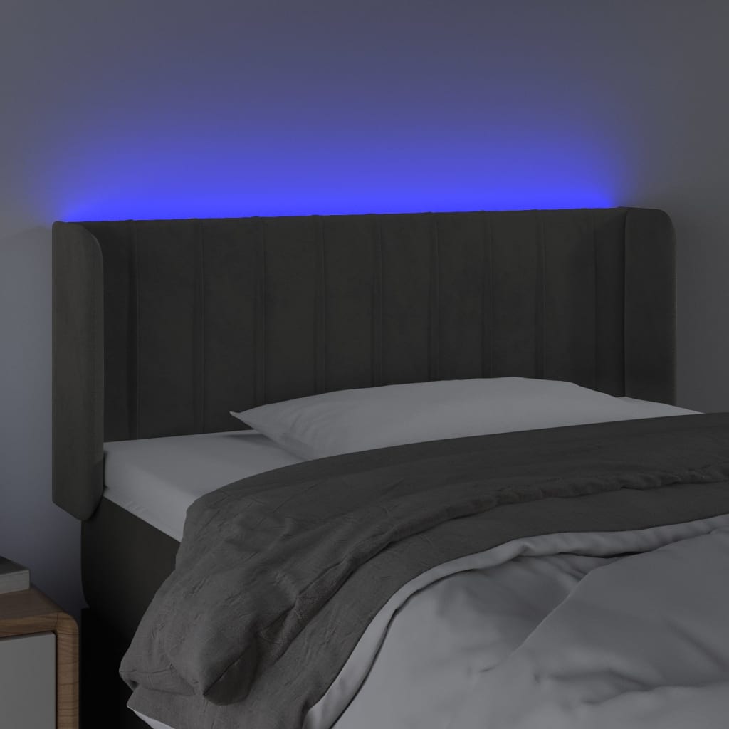 Hoofdbord LED 83x16x78/88 cm fluweel donkergrijs is nu te koop bij PeponiXL, paradijselijk wonen!