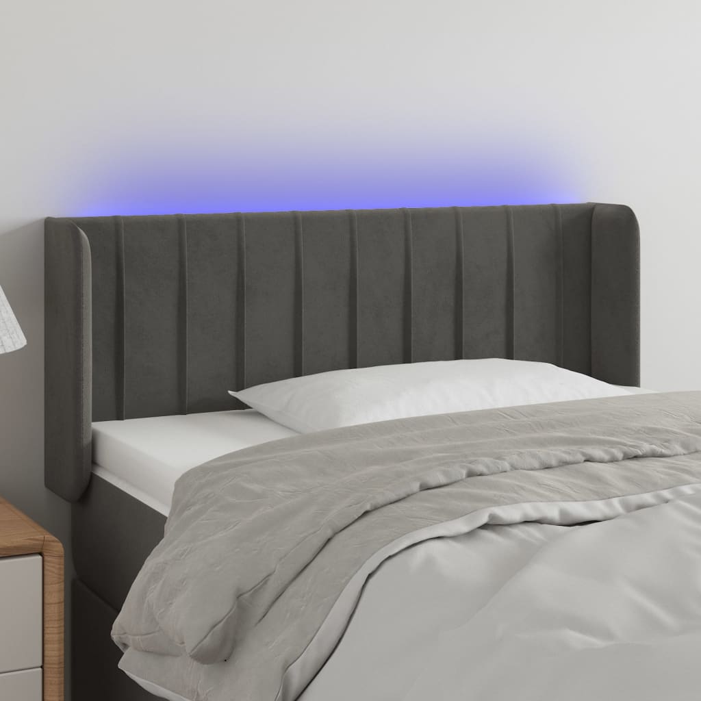 Hoofdbord LED 83x16x78/88 cm fluweel donkergrijs is nu te koop bij PeponiXL, paradijselijk wonen!