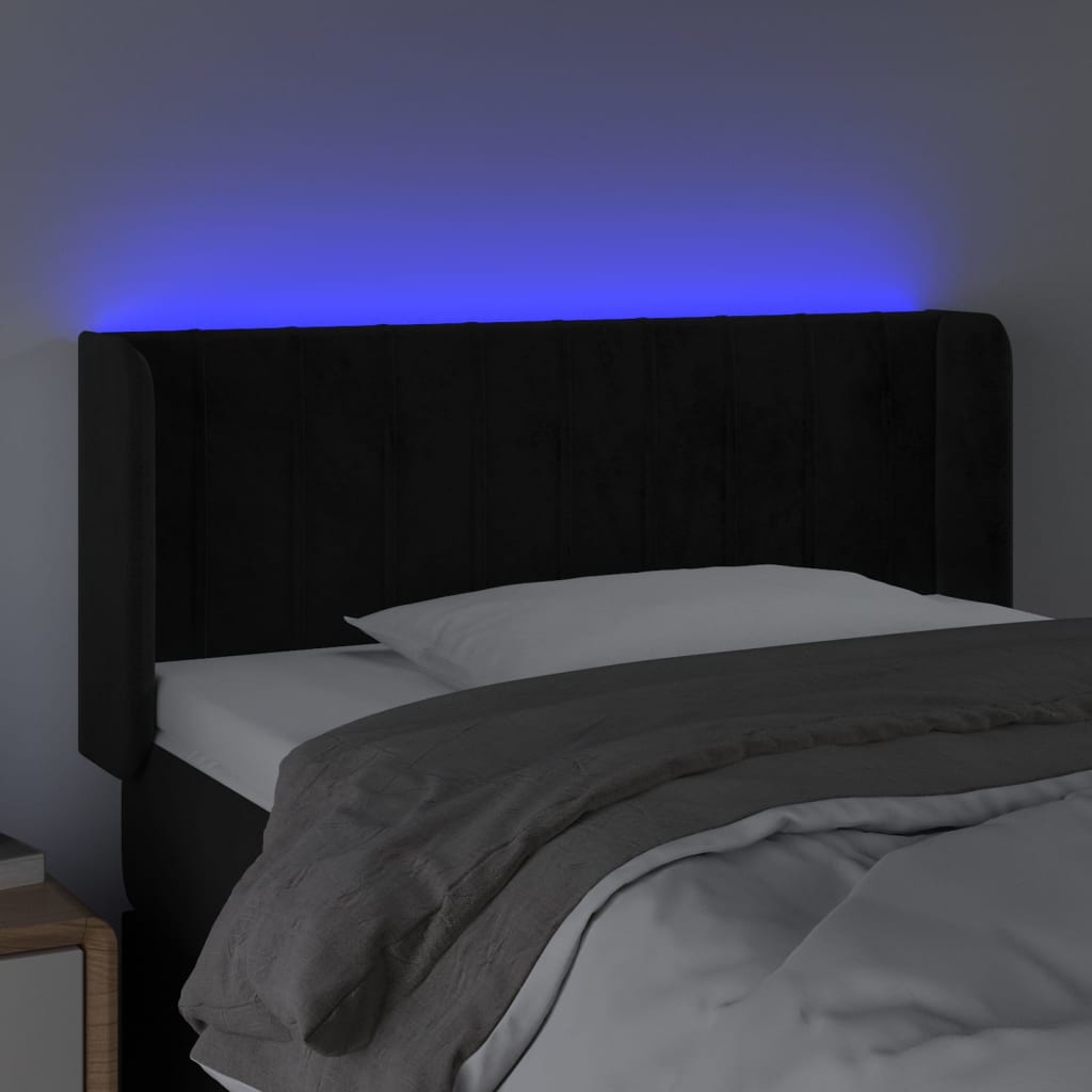 Hoofdbord LED 83x16x78/88 cm fluweel zwart is nu te koop bij PeponiXL, paradijselijk wonen!