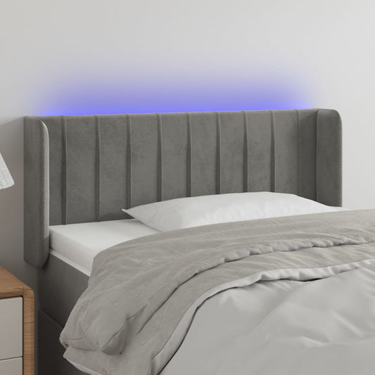 Hoofdbord LED 93x16x78/88 cm fluweel lichtgrijs is nu te koop bij PeponiXL, paradijselijk wonen!