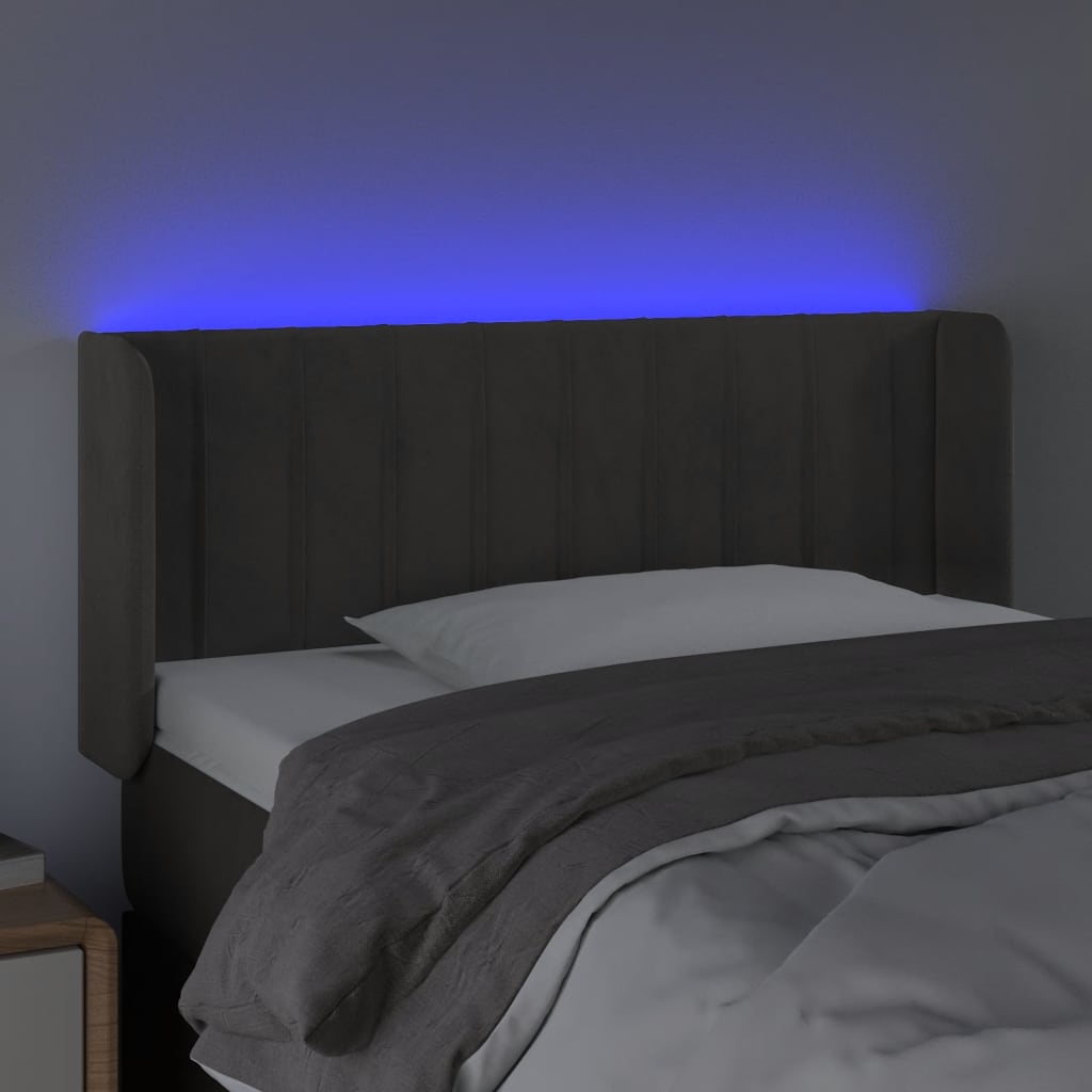 Hoofdbord LED 93x16x78/88 cm fluweel donkergrijs is nu te koop bij PeponiXL, paradijselijk wonen!