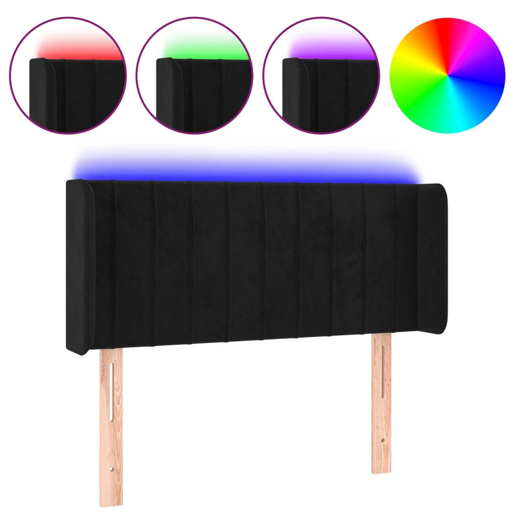 Hoofdbord LED 93x16x78/88 cm fluweel zwart is nu te koop bij PeponiXL, paradijselijk wonen!