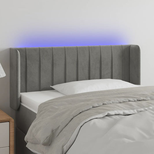 Hoofdbord LED 103x16x78/88 cm fluweel lichtgrijs is nu te koop bij PeponiXL, paradijselijk wonen!
