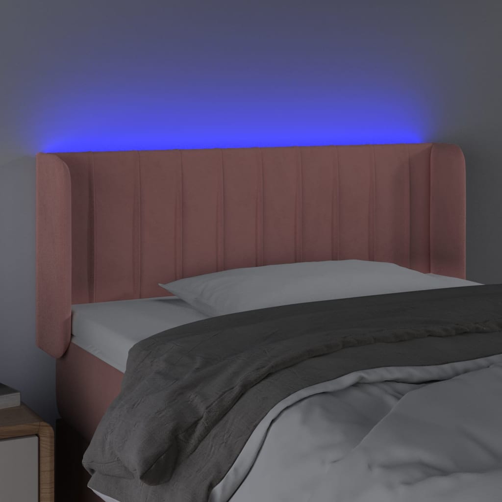 Hoofdbord LED 103x16x78/88 cm fluweel roze is nu te koop bij PeponiXL, paradijselijk wonen!