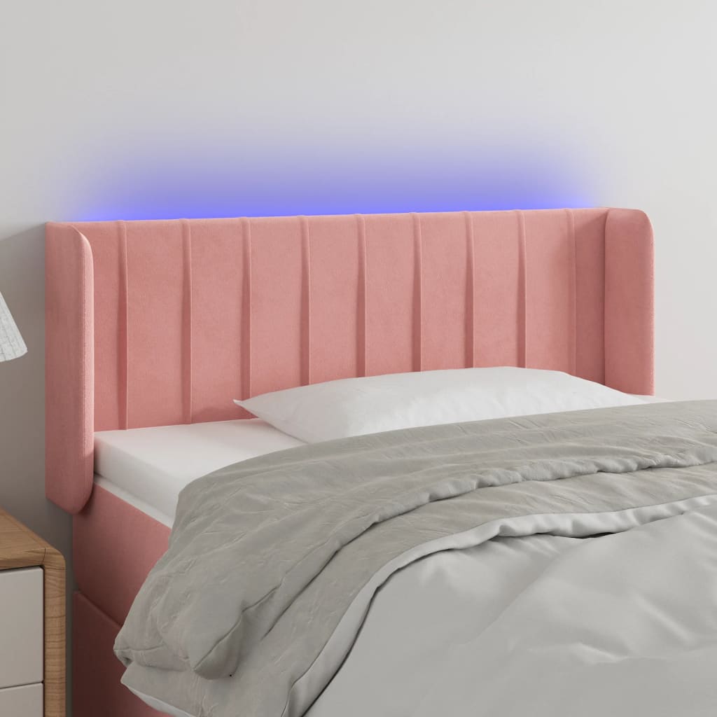 Hoofdbord LED 103x16x78/88 cm fluweel roze is nu te koop bij PeponiXL, paradijselijk wonen!