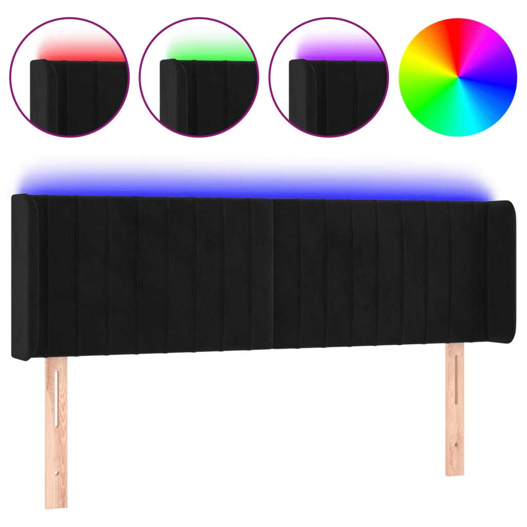 Hoofdbord LED 147x16x78/88 cm fluweel zwart is nu te koop bij PeponiXL, paradijselijk wonen!