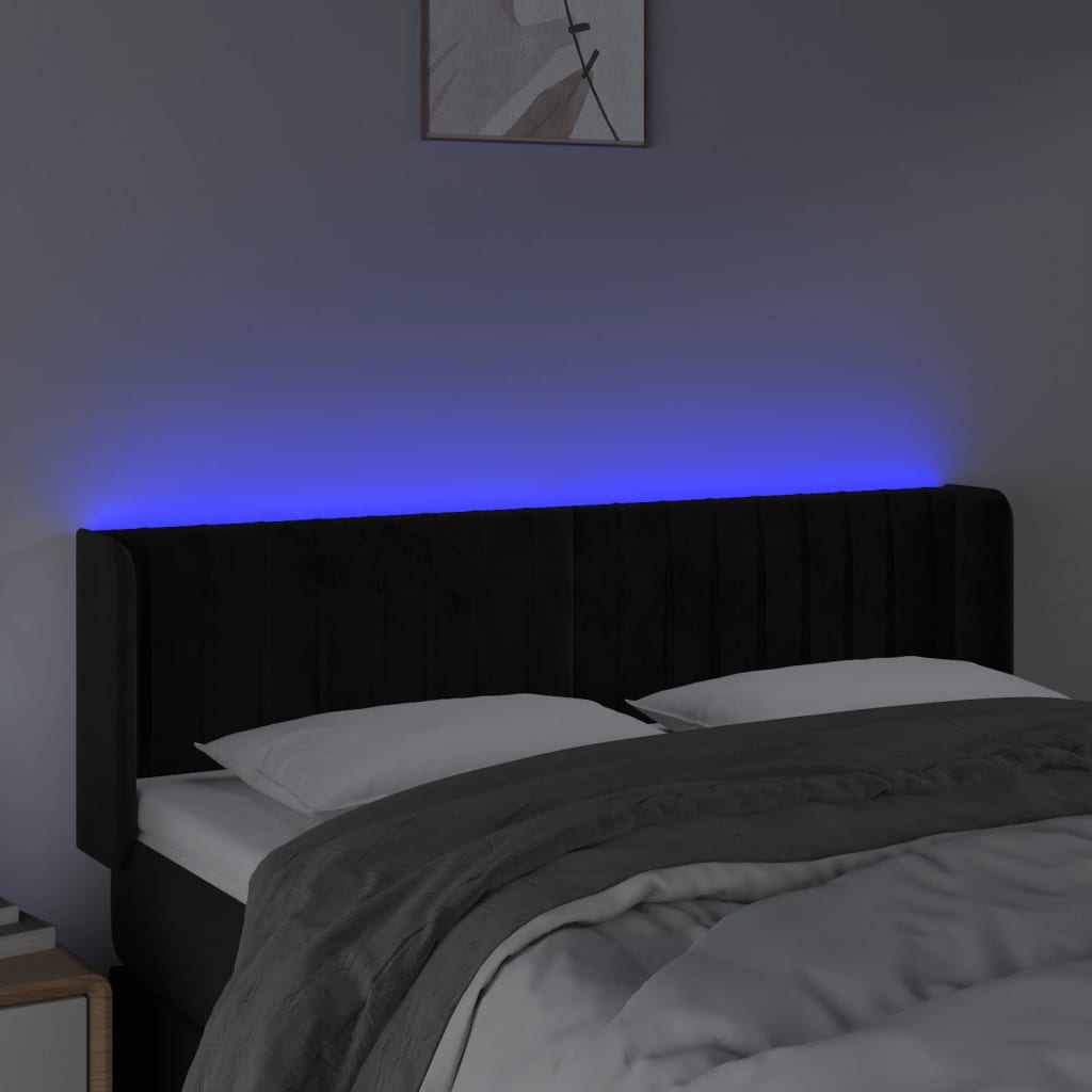 Hoofdbord LED 147x16x78/88 cm fluweel zwart is nu te koop bij PeponiXL, paradijselijk wonen!