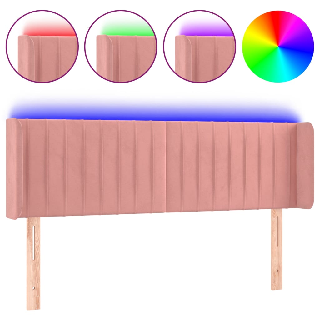 Hoofdbord LED 147x16x78/88 cm fluweel roze is nu te koop bij PeponiXL, paradijselijk wonen!