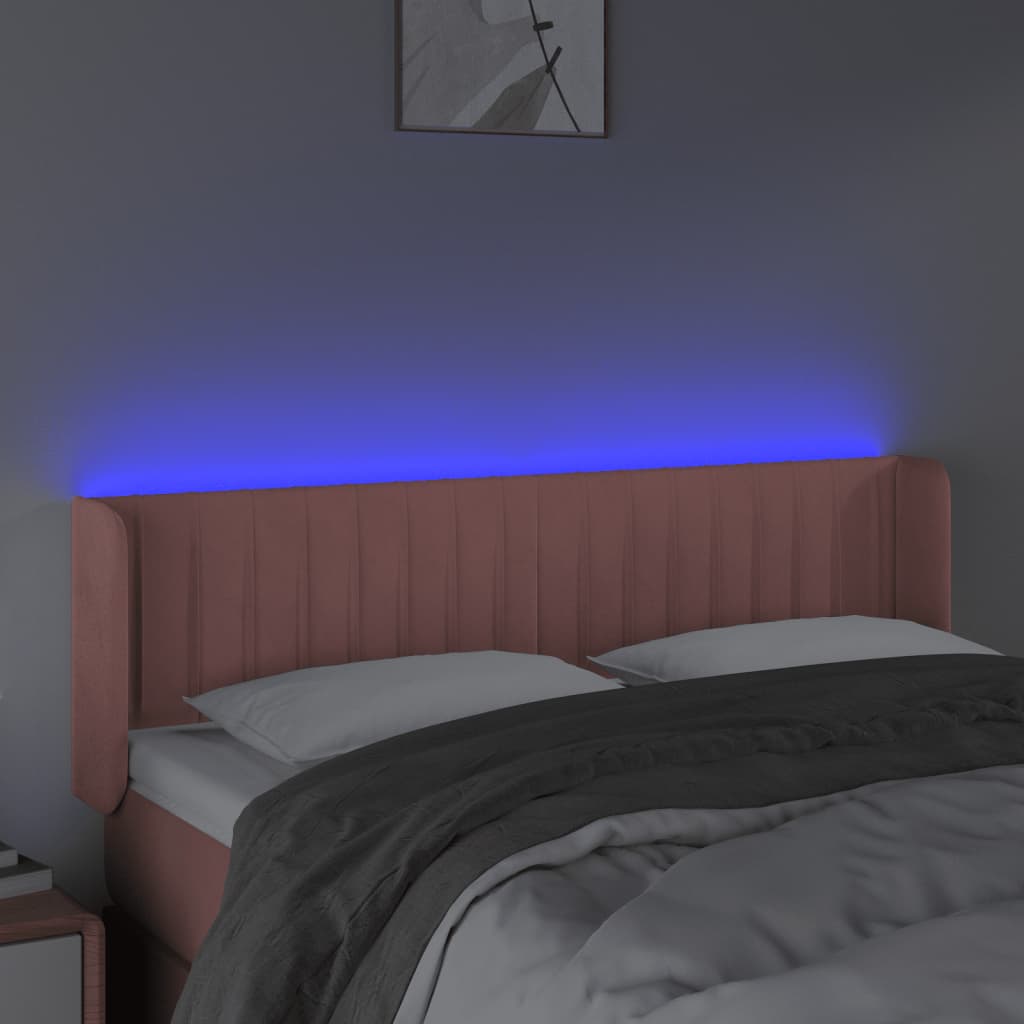 Hoofdbord LED 147x16x78/88 cm fluweel roze is nu te koop bij PeponiXL, paradijselijk wonen!