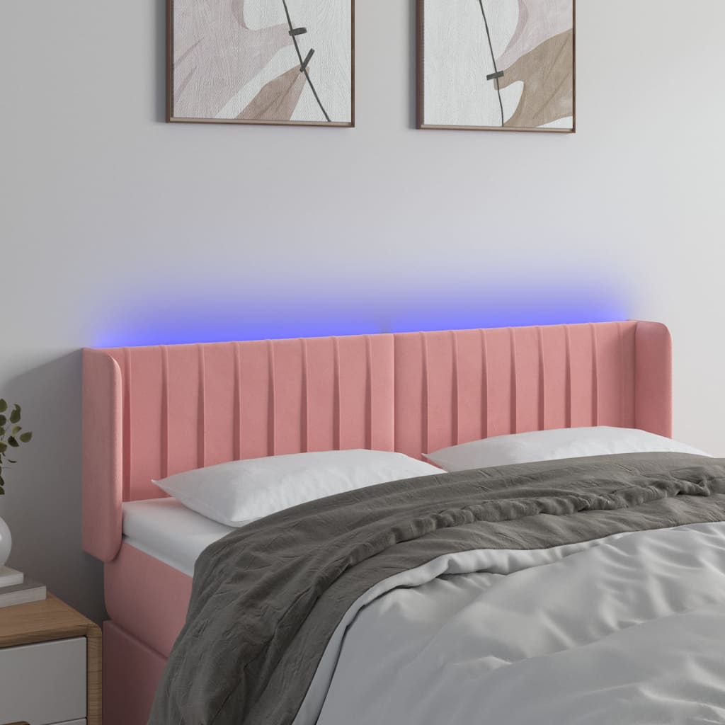Hoofdbord LED 147x16x78/88 cm fluweel roze is nu te koop bij PeponiXL, paradijselijk wonen!