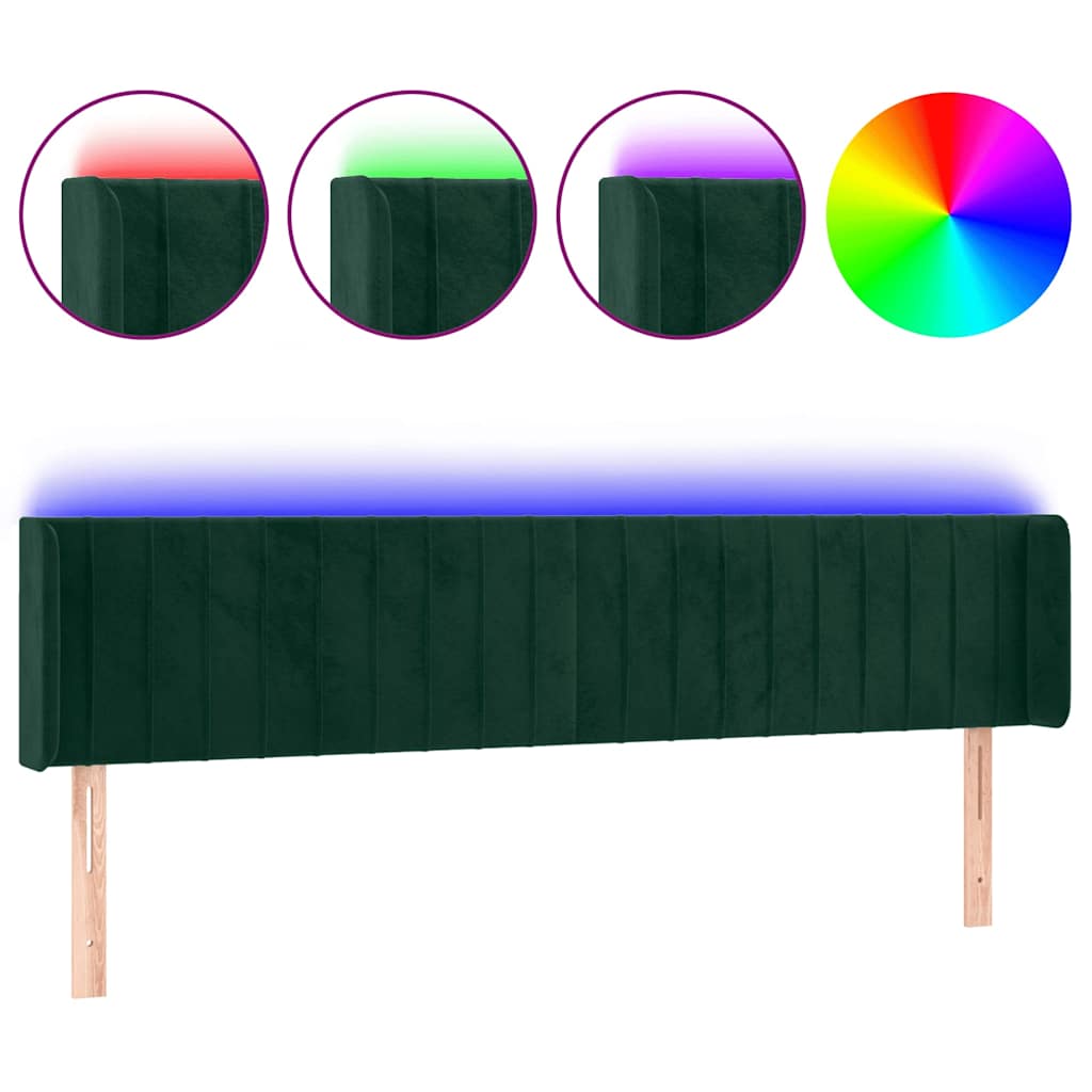 Hoofdbord LED 163x16x78/88 cm fluweel donkergroen is nu te koop bij PeponiXL, paradijselijk wonen!