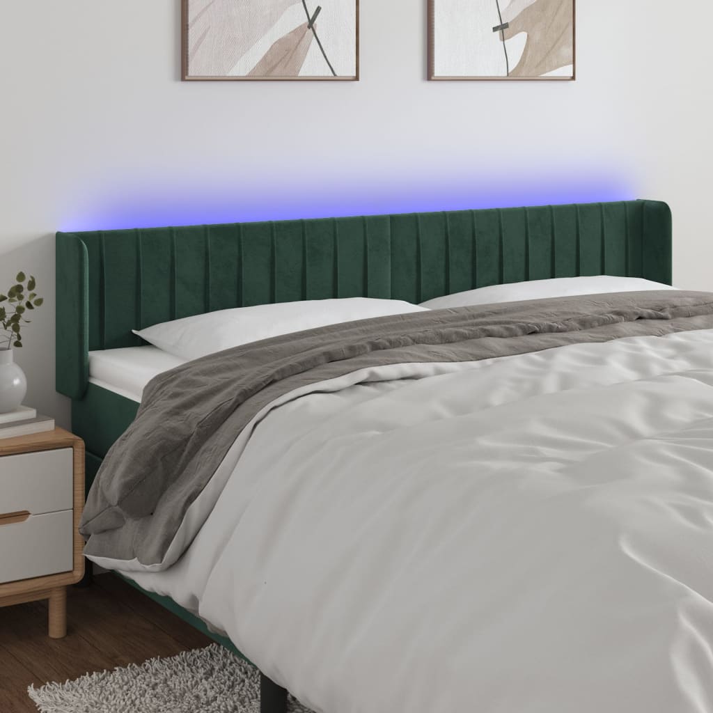 Hoofdbord LED 163x16x78/88 cm fluweel donkergroen is nu te koop bij PeponiXL, paradijselijk wonen!