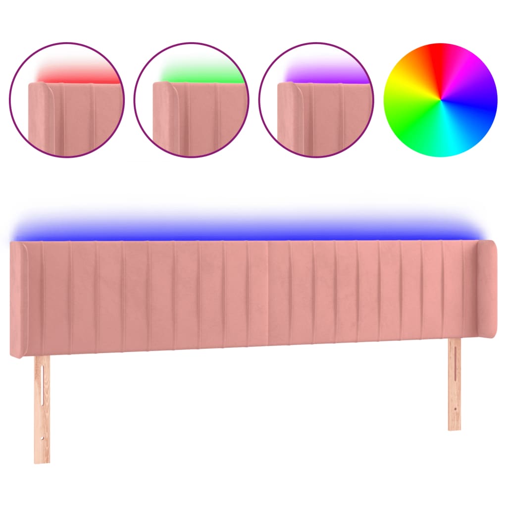 Hoofdbord LED 163x16x78/88 cm fluweel roze is nu te koop bij PeponiXL, paradijselijk wonen!
