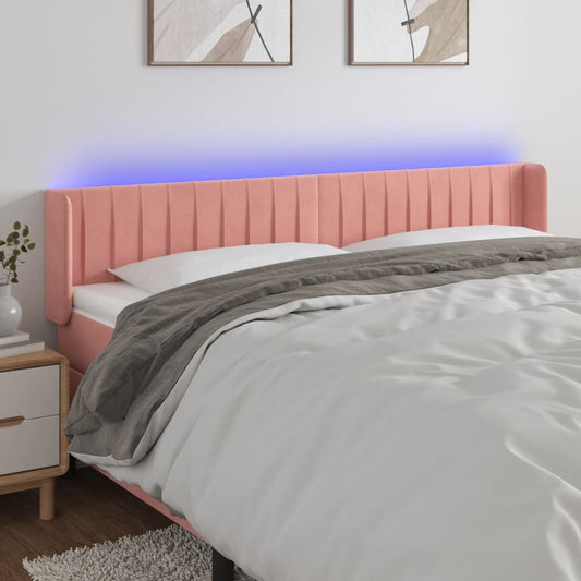 Hoofdbord LED 163x16x78/88 cm fluweel roze is nu te koop bij PeponiXL, paradijselijk wonen!