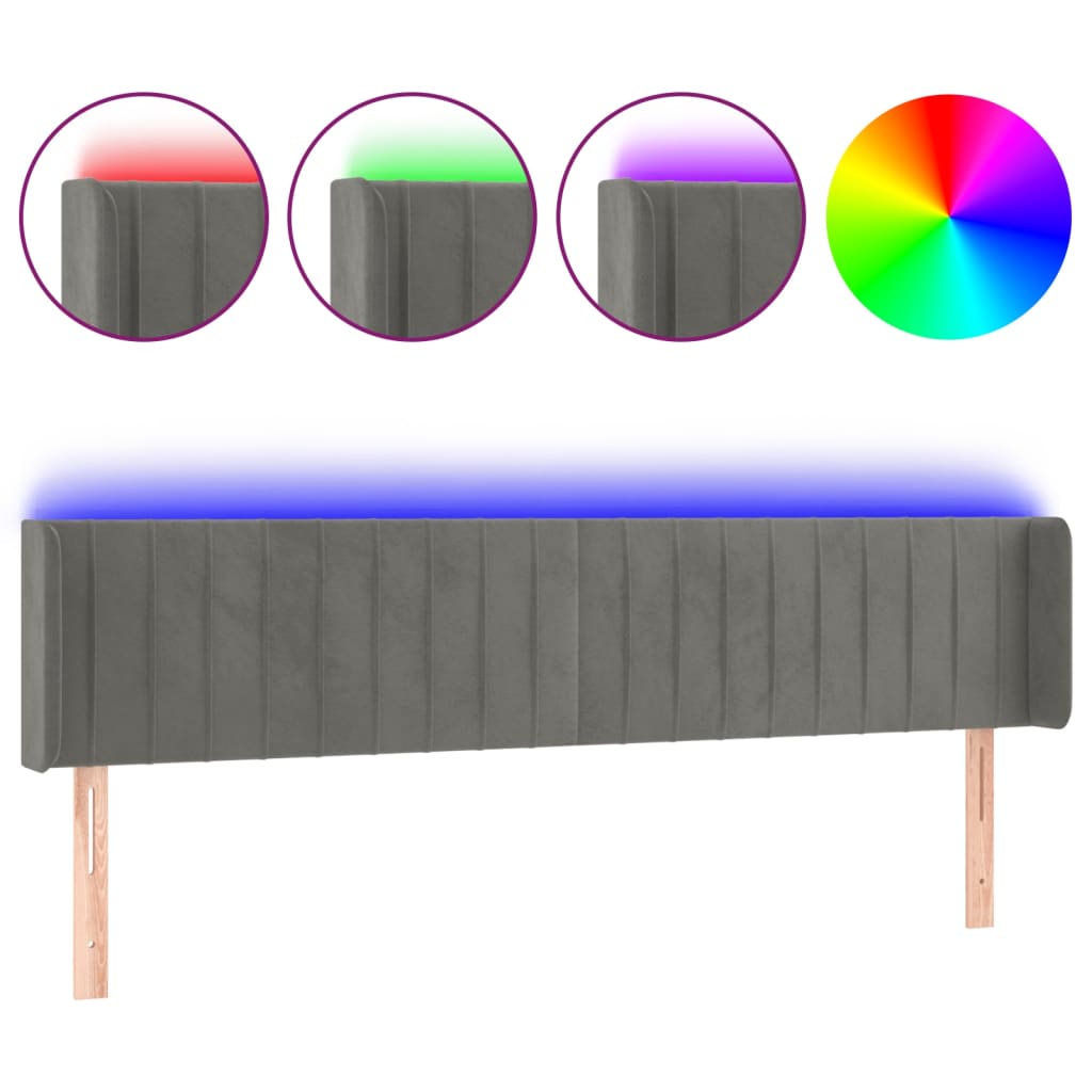 Hoofdbord LED 183x16x78/88 cm fluweel lichtgrijs is nu te koop bij PeponiXL, paradijselijk wonen!