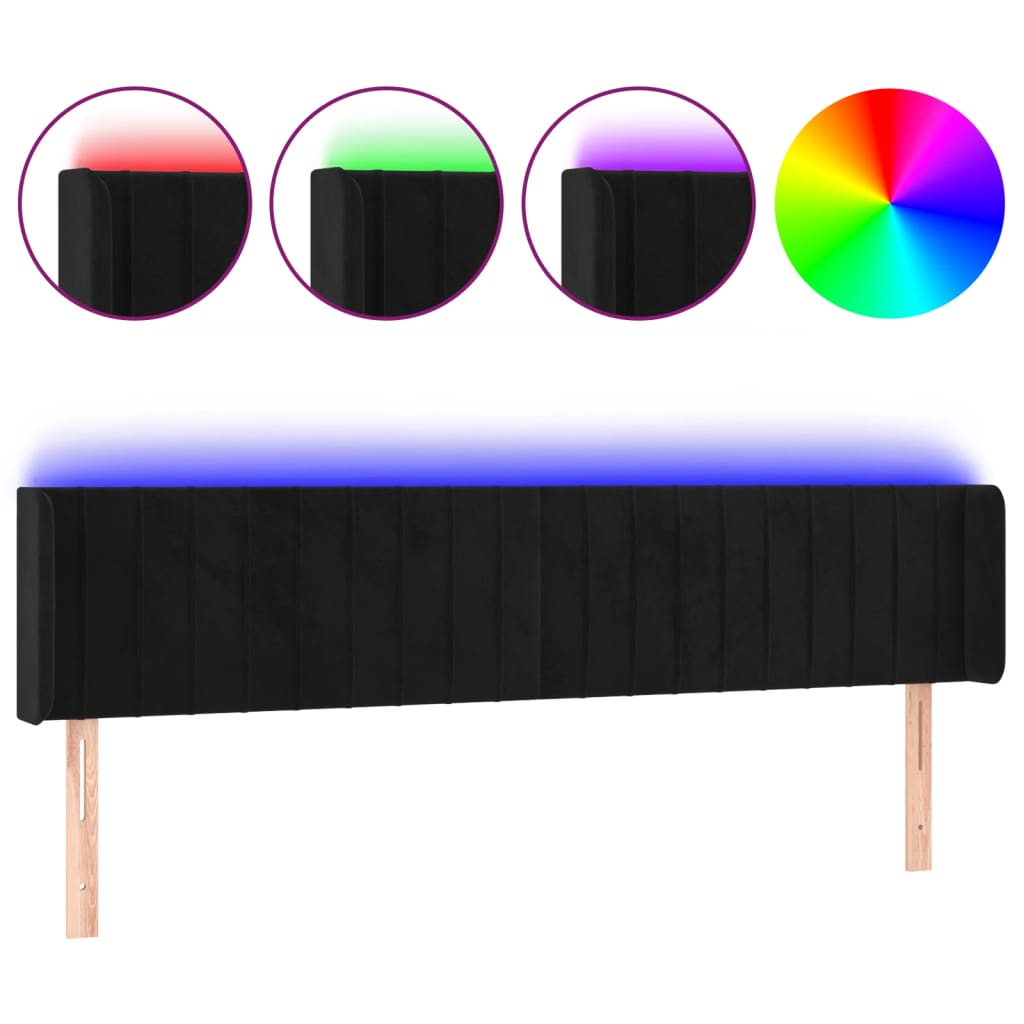 Hoofdbord LED 183x16x78/88 cm fluweel zwart is nu te koop bij PeponiXL, paradijselijk wonen!