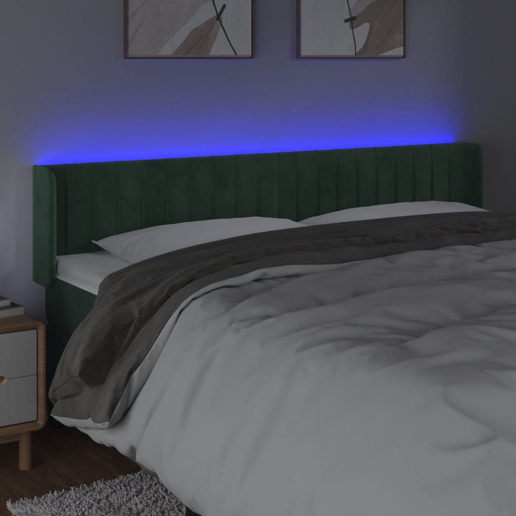 Hoofdbord LED 183x16x78/88 cm fluweel donkergroen is nu te koop bij PeponiXL, paradijselijk wonen!
