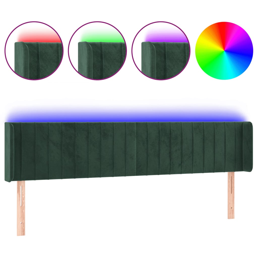 Hoofdbord LED 203x16x78/88 cm fluweel donkergroen is nu te koop bij PeponiXL, paradijselijk wonen!
