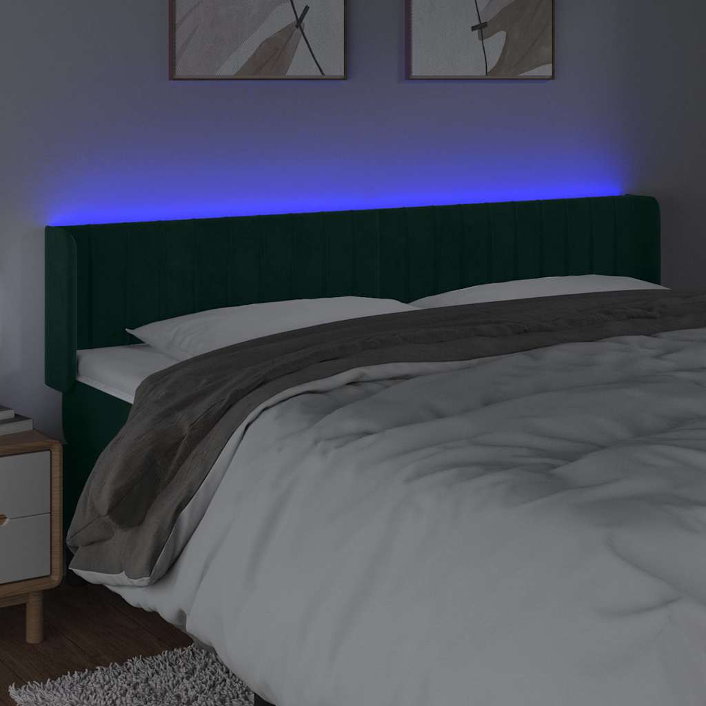 Hoofdbord LED 203x16x78/88 cm fluweel donkergroen is nu te koop bij PeponiXL, paradijselijk wonen!