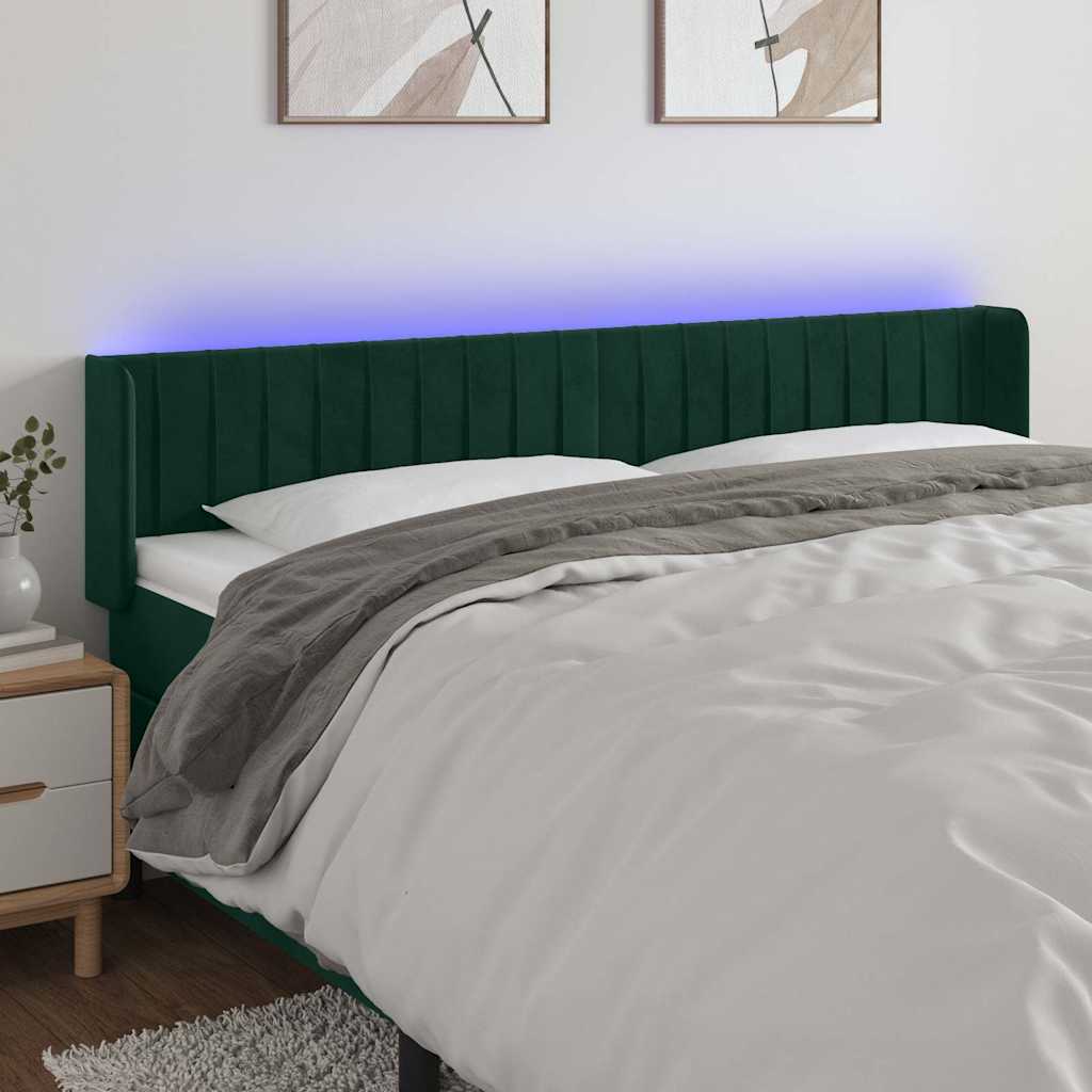 Hoofdbord LED 203x16x78/88 cm fluweel donkergroen is nu te koop bij PeponiXL, paradijselijk wonen!