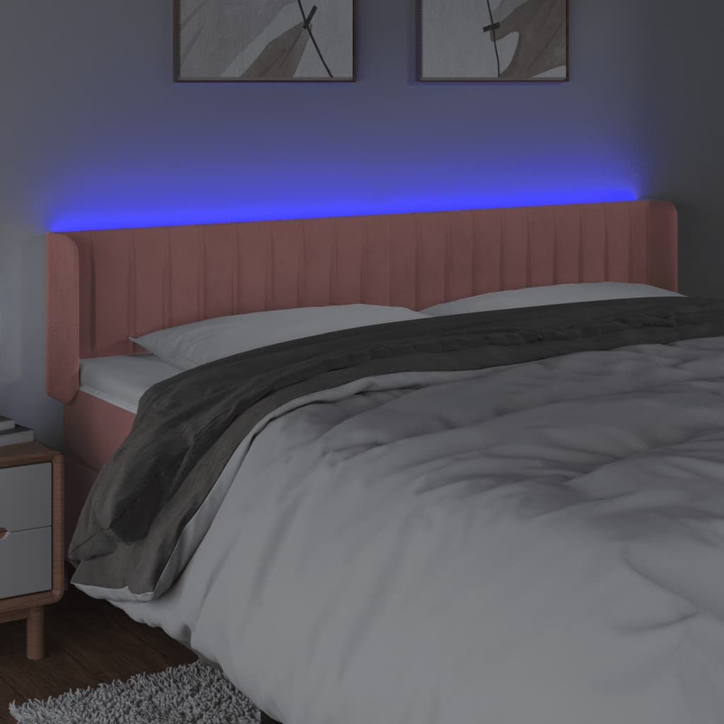 Hoofdbord LED 203x16x78/88 cm fluweel roze is nu te koop bij PeponiXL, paradijselijk wonen!