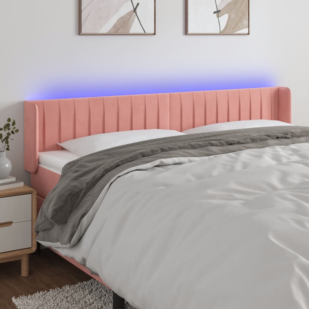 Hoofdbord LED 203x16x78/88 cm fluweel roze is nu te koop bij PeponiXL, paradijselijk wonen!