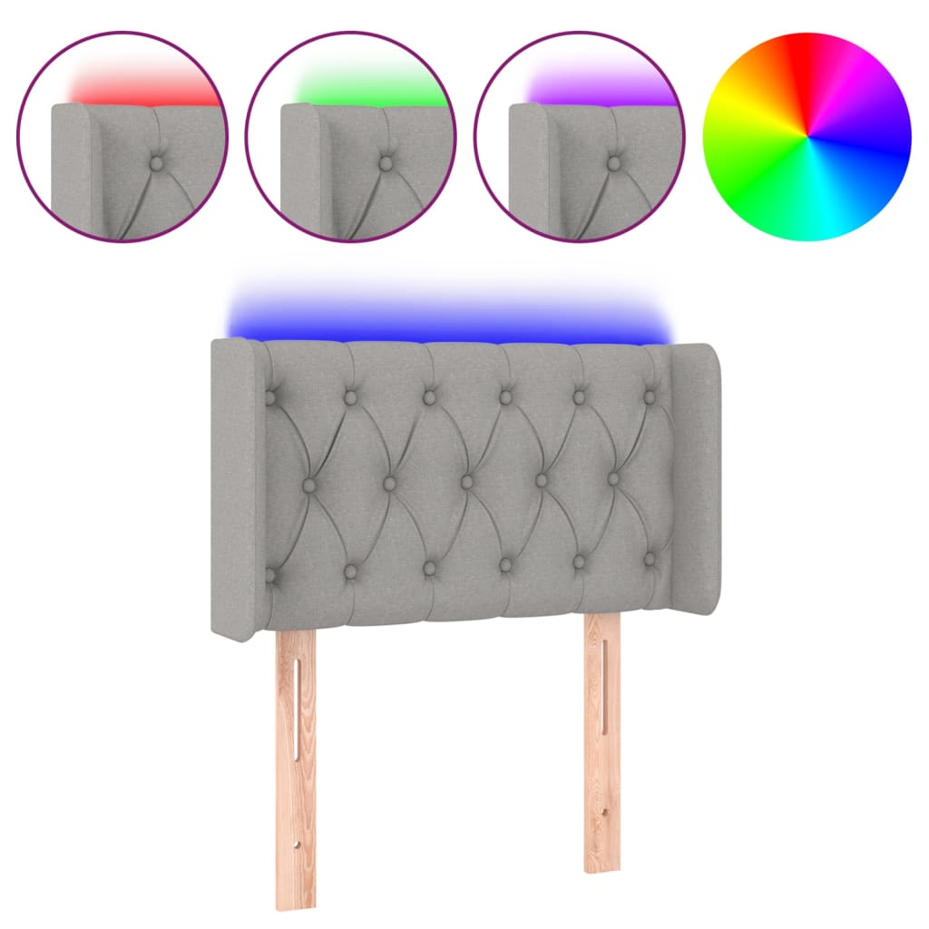 Hoofdbord LED 83x16x78/88 cm stof lichtgrijs is nu te koop bij PeponiXL, paradijselijk wonen!