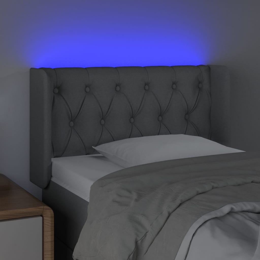 Hoofdbord LED 83x16x78/88 cm stof lichtgrijs is nu te koop bij PeponiXL, paradijselijk wonen!